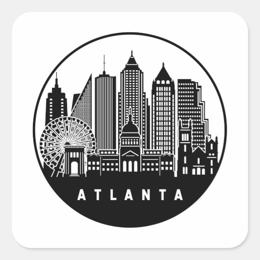 Atlanta Georgia Skyline Vierkante Sticker (Voorkant)