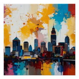 Atlanta, Georgia Stadssilhouet abstracte schilderi Perfect Poster