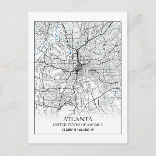 Atlanta Georgia USA Travel City Map Briefkaart