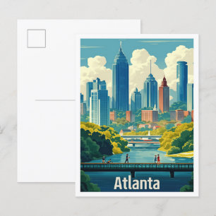 Atlanta Georgia USA Vintage Travel Illustratie Briefkaart