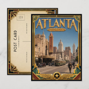 Atlanta Georgia Vintage Art Deco Gouden Tijdperk Briefkaart