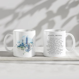 Atlanta, Georgia Waterverf Leuke feiten Nieuw Huis Koffiemok