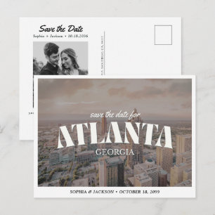 Atlanta Huwelijk Save the Date Downtown Retro Briefkaart