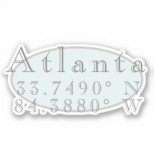 Atlanta Latitude en Lengtegraad Sticker (Voorkant)