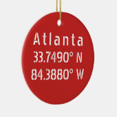 Atlanta Latitude Longitude Red Keramisch Ornament (Rechts)