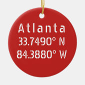 Atlanta Latitude Longitude Red Keramisch Ornament (Voorkant)