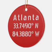Atlanta Latitude Longitude Red Keramisch Ornament (Links)