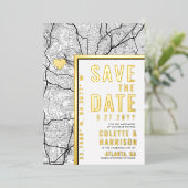 Atlanta Love Locator | Weddenschap Save the Date Folie Uitnodiging (Staand Voorkant)