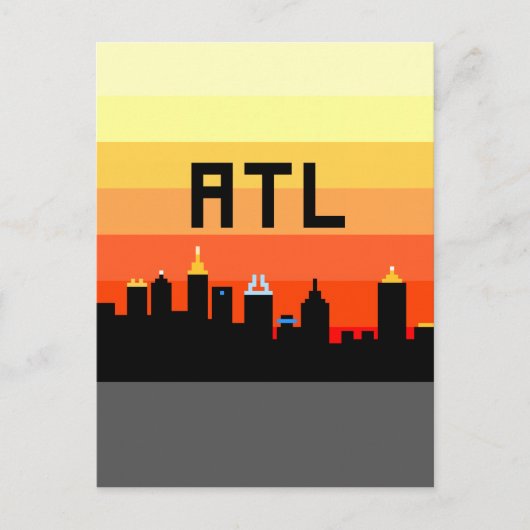 Atlanta met 8 bits Skyline ATL Briefkaart (Voorkant)