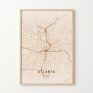 Atlanta Print Georgia City Map Wallart Poster
