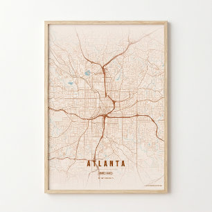 Atlanta Print Georgia Stad Kaart Muurkunst Poster