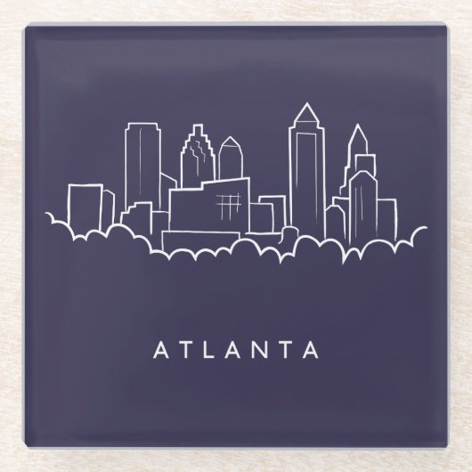 Atlanta Skyline Glazen Onderzetter (Voorkant)