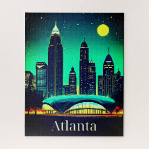 Atlanta Skyline onder een Sterrennacht Sky Legpuzzel