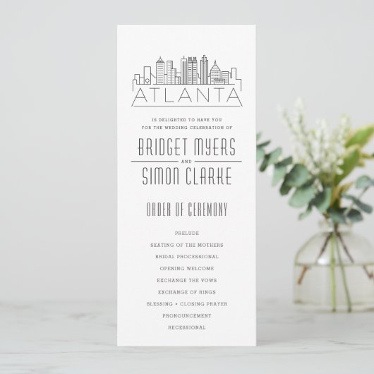 Atlanta Skyline stylisé | Programme de mariage (Debout devant)