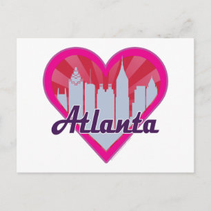 Atlanta Skyline Sunburst Heart Briefkaart