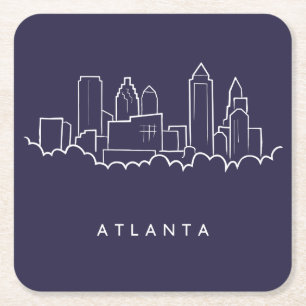 Atlanta Skyline Vierkante Kartonnen Onderzetter
