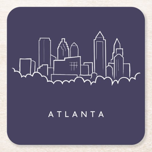 Atlanta Skyline Vierkante Kartonnen Onderzetter (Voorkant)