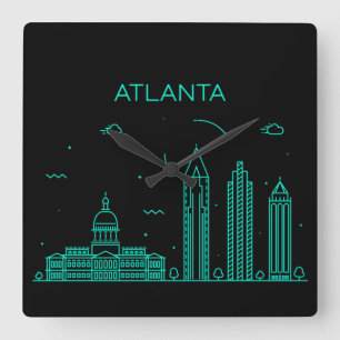 Atlanta skyline vierkante klok