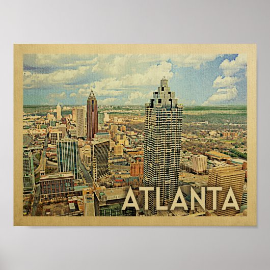 Atlanta Skyline Vintage Travel Poster (Voorkant)