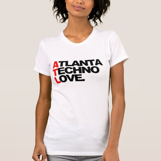 Atlanta Techno Love Dames (wit) T-shirt (Voorkant)