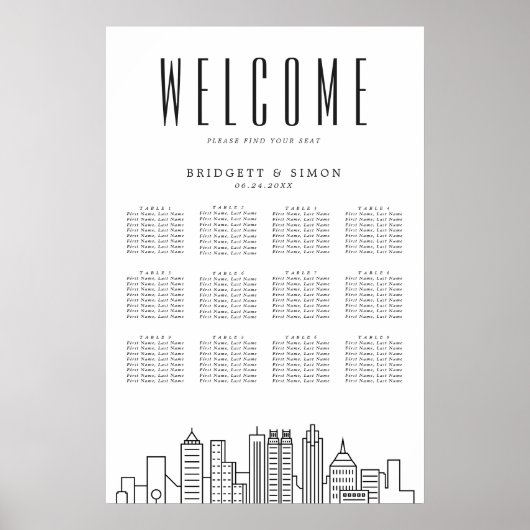 Atlanta Wedding | 12 Tabel Zetel Poster (Voorkant)