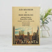 Atlanta Wedding Invitation  midden-eeuw Kaart (Staand voorkant)