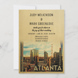 Atlanta Wedding Invitation midden-eeuw Kaart