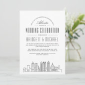 Atlanta Wedding | Moderne Deco Skyline Kaart (Staand voorkant)