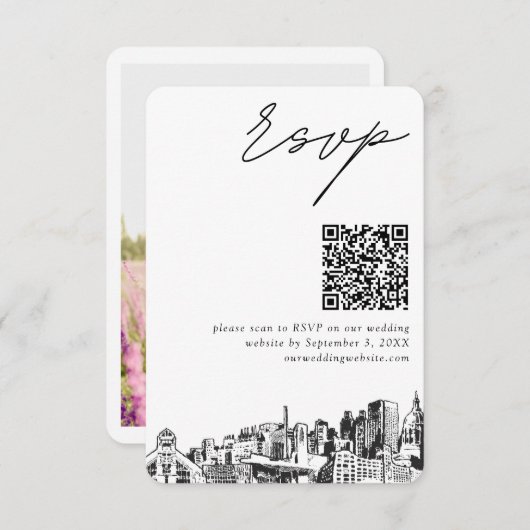 Atlanta Wedding RSVP QR Code carte de petit boîtie (Devant / Derrière)