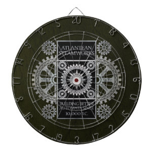 Atlantean Steamworks - Zilver op zwart en groen Dartbord