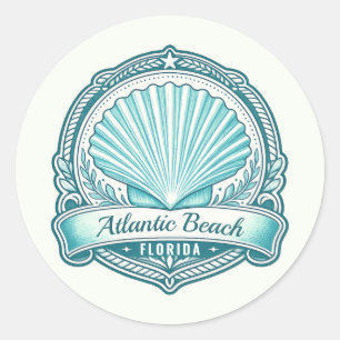 Atlantic Beach FL Kustschelp Embleem Ronde Sticker