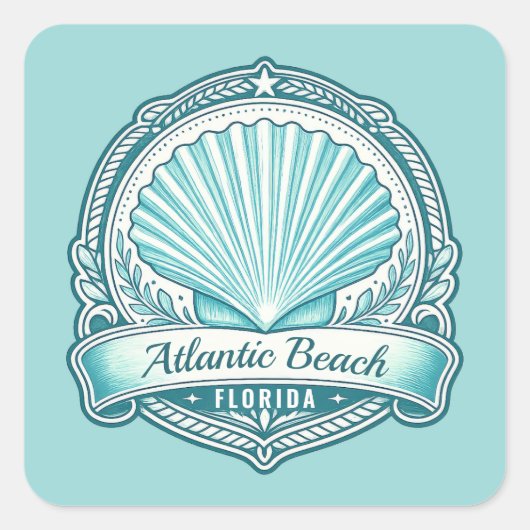 Atlantic Beach FL Kustschelp Embleem Vierkante Sticker (Voorkant)