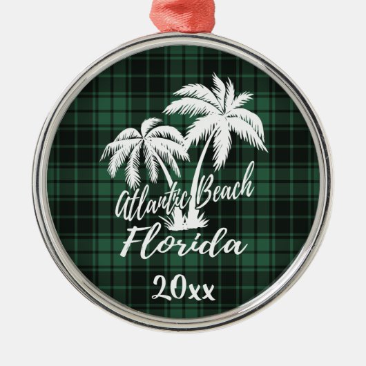 Atlantic Beach Florida Palm Tree Green Metalen Ornament (Voorkant)