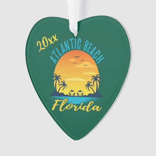 Atlantic Beach Florida Palm Tree zonsondergang Ornament (voorkant)