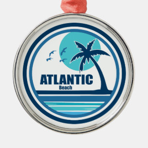 Atlantic Beach North Carolina Palm Tree Vogels Metalen Ornament