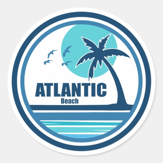Atlantic Beach North Carolina Palm Tree Vogels Ronde Sticker (Voorkant)