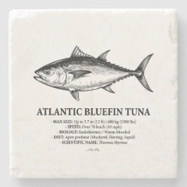 Atlantic Bluefin Tuna Scientific Illustration  Stenen Onderzetter