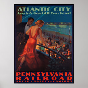 Atlantic City Balcony Uitzicht 1935 Poster