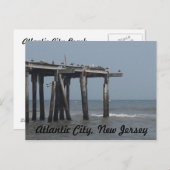Atlantic City Beach avec carte postale d'oiseaux (Devant / Derrière)