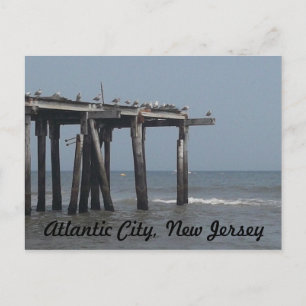 Atlantic City Beach avec carte postale d'oiseaux