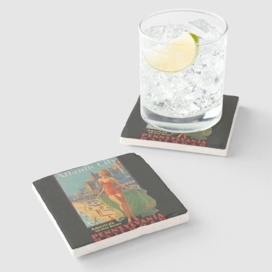 Atlantic City Beach Beauty Artwork Stenen Onderzetter (Zijkant)