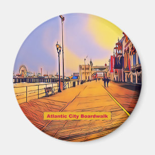 Atlantic City Beach Boardwalk Pop Art Magneet