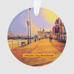 Atlantic City Beach Boardwalk Pop Art Ornament
