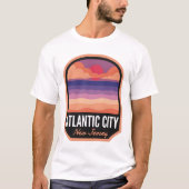 Atlantic City Beach NJ Retro Zonsondergang T-shirt (Voorkant)