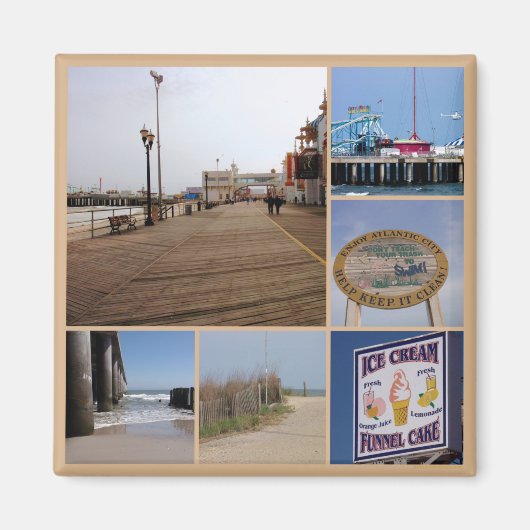 Atlantic City Beach Photo Collage Magneet (Voorkant)