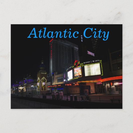Atlantic City bij nacht Briefkaart (Voorkant)