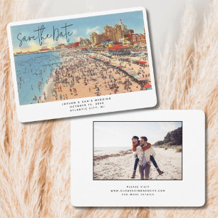 Atlantic City Bruiloft Vintage Save the Date Kaart