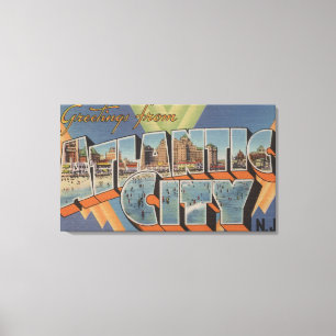 Atlantic City, New Jersey (Boardwalk Scene) Canvas Afdruk