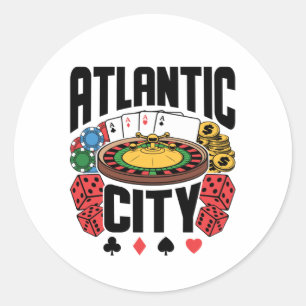 Atlantic City New Jersey Casino Gambling Ronde Sticker