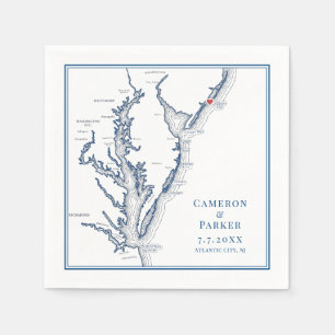 Atlantic City New Jersey kaart Elegante bruiloft Servet